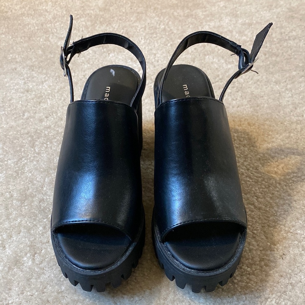 Platform black heeled sandals